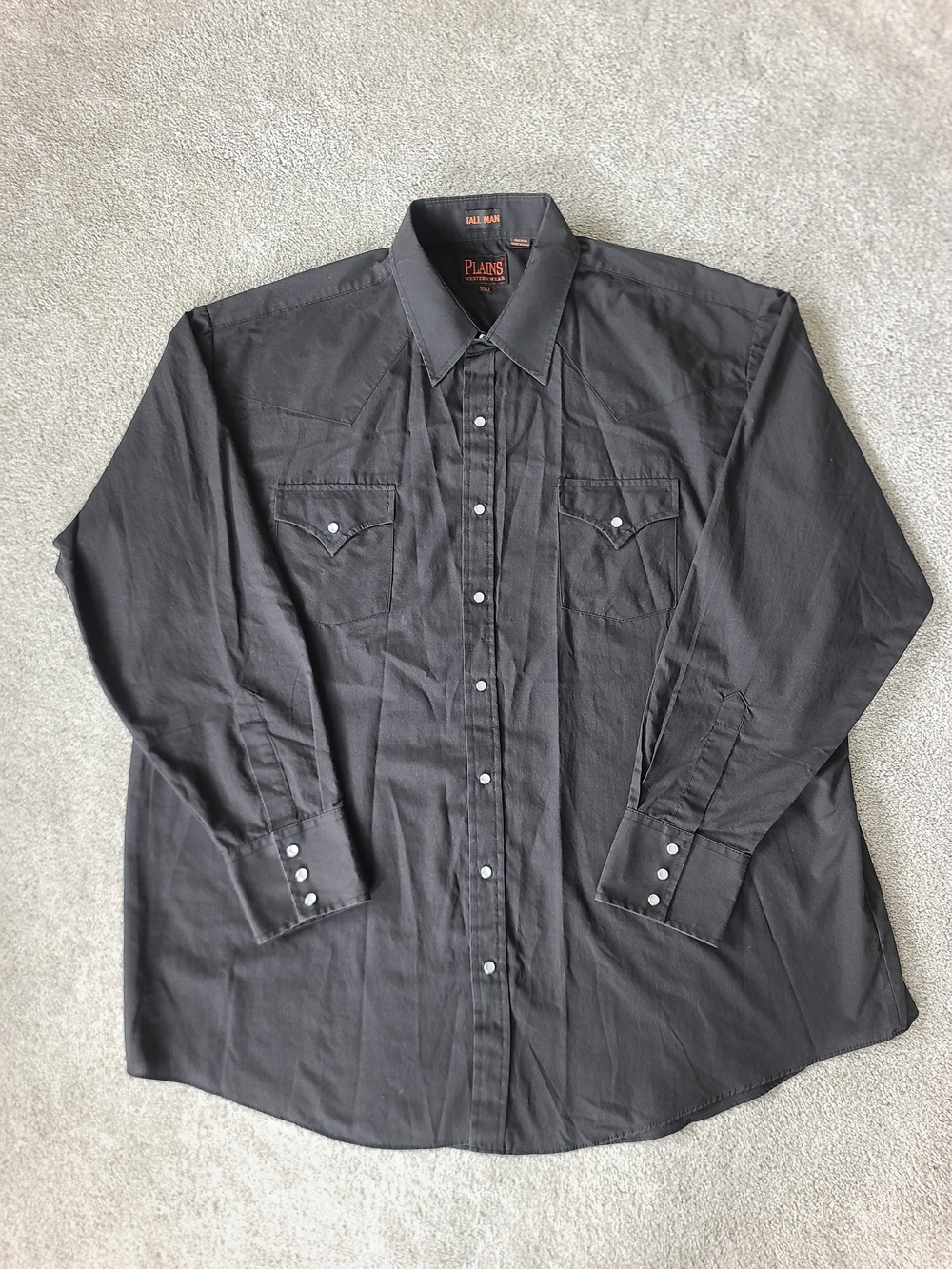 Vintage Plains Western Wear Tall Man 2XL Pearl Snap Cowboy Button Up Long Sleeve